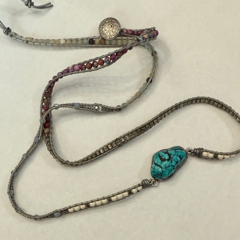 Turquoise and Multicolor Beaded Wrap Bracelet